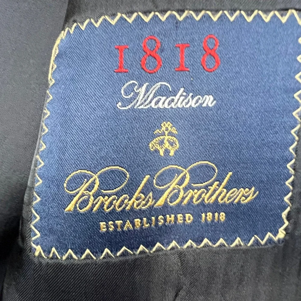 Brooks Brothers 1818 Madison Blazer Men 44R Navy Loro Piana Wool Brass Button